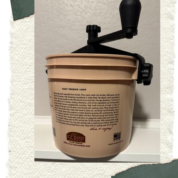 E-Z Doh Hand Crank Bread Dough Mixer – Classic Beige Bread Maker with Recipe - Picture 7 of 8